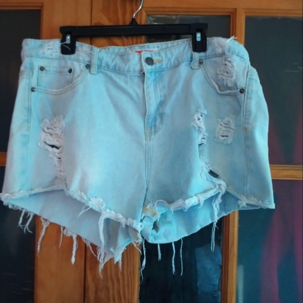 Ripped jean shorts